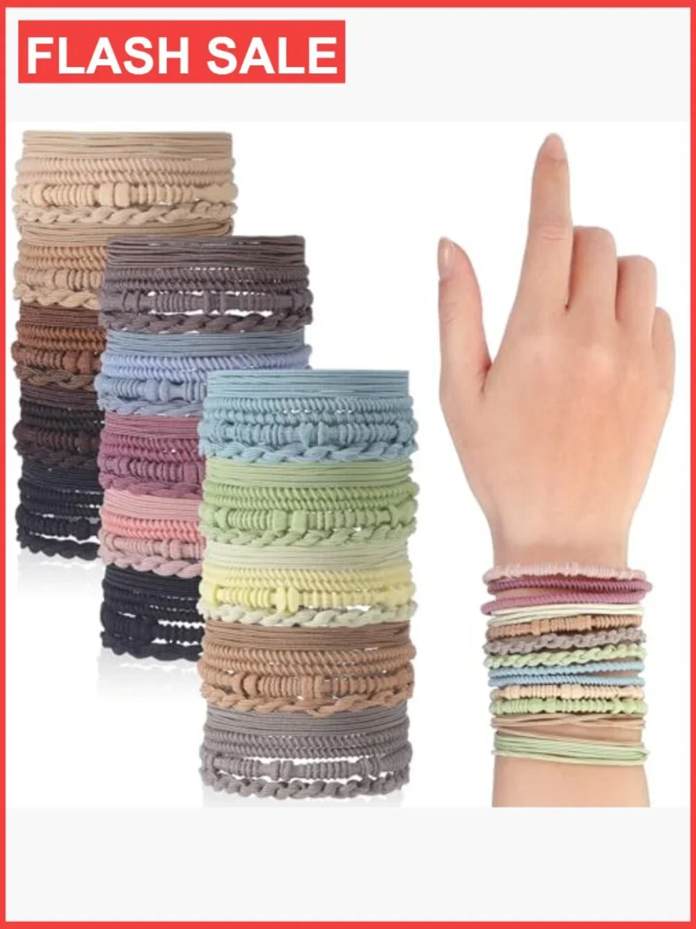 120 Pack Boho Hair Ties Elastic Ponytail Holders Nylon Hair Accessories